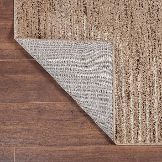 Rugshop Bohemian Stripe Stain Resistant High Traffic Living Room Kitchen Bedroom Dining Home Office Runner Rug 2' x 7' Beige