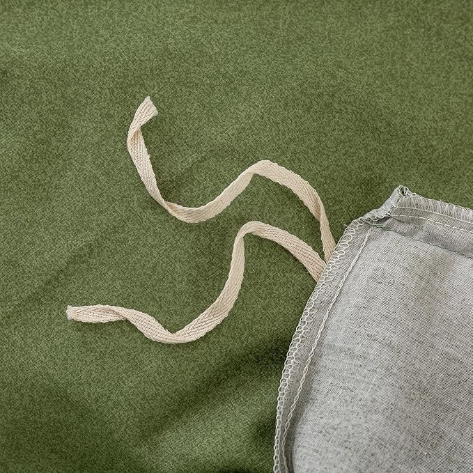 ECOCOTT Olive Green Duvet Cover Queen Size - 100% Washed Cotton Durable Soft Comfy Duvet Cover Set, 3 Pieces Duvet Cover with Zipper Closure (Green, 90''x90'')