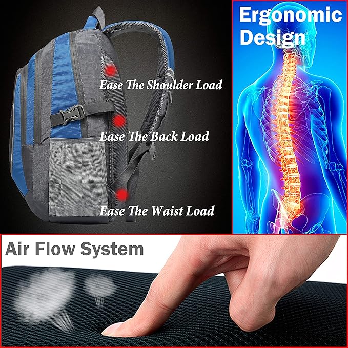 ProEtrade Extra Large Backpack Bookbag for College Travel Laptop Business Hiking Backpack Fit Laptop Up to 17 Inch Sturdy Multi Compartment Gifts for Men Women Night Light Reflective (Light Blue)